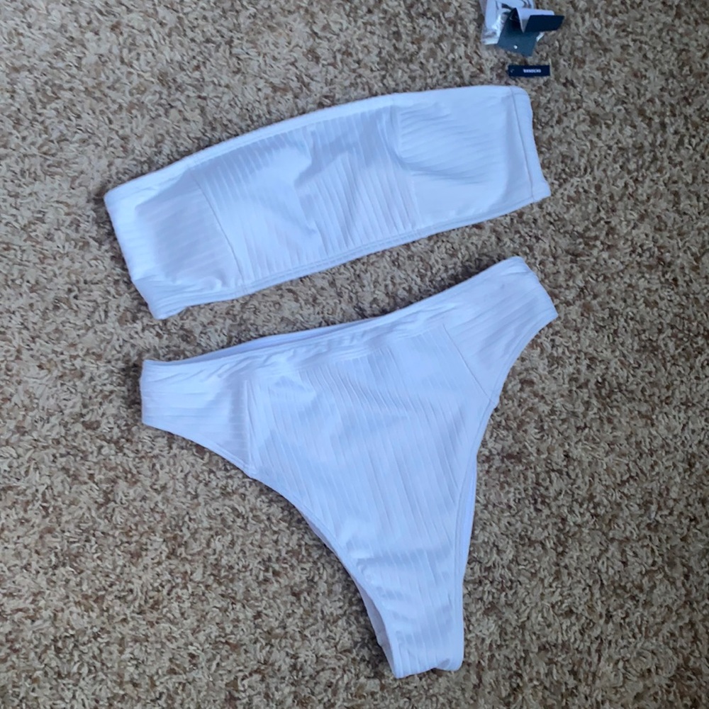 White two piece bathing suit